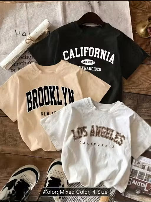 Casual Minimalist Retro American Style English Text Graphic Cropped Bodysuit, Women Summer 3pcsSet